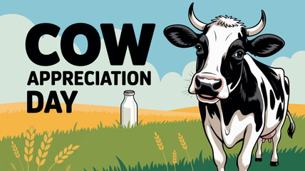 Cow Appreciation Day Cartoon Farm Animal Milk Celebration Graphic © Melange