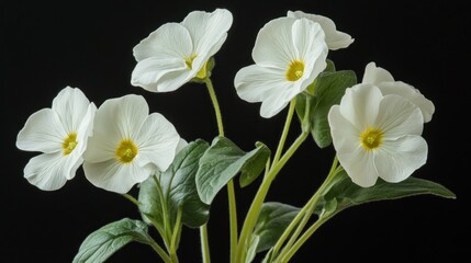 Naklejka premium Close-up of five white primrose flowers