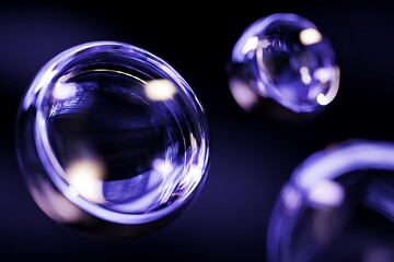 Floating spheres of translucent glass.