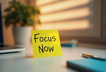 Sticky Note in Shadow Light &ndash; Subtle Focus Message on Desk