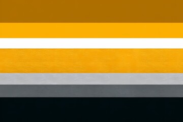Minimalist Triple-Horizon Stripes in Golden Yellow, Neutral Gray, and Charcoal on White Divider