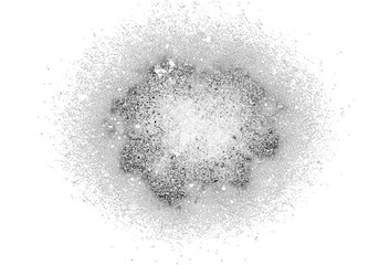 Silver glitter powder with sparkle and dust is isolated on a transparent white background
