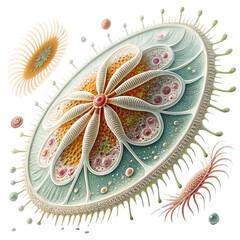 Unveiling the Intricate Beauty of a Diatom on white background