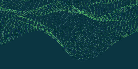 Abstract Green Wave Dot Mesh Background © VectorStockStuff