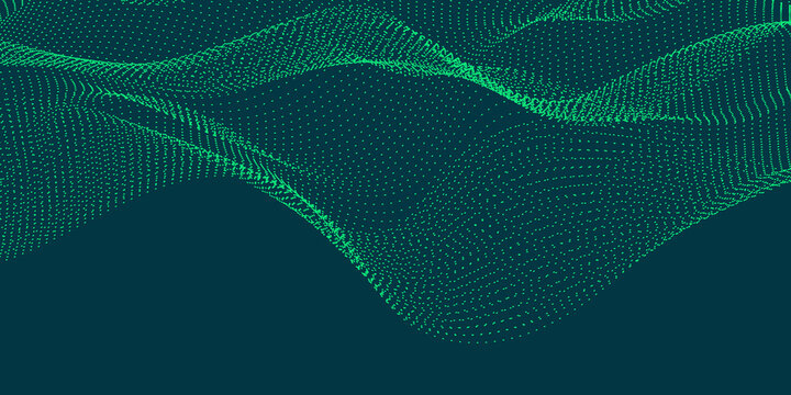 Abstract Green Wave Dot Mesh Background