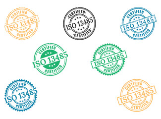 ISO 13485 Certified Grunge Stamp Collection, Medical Devices Quality Badges