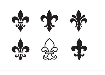 Fleur de lis Vector Icon Set, classic fleur de lis silhouette vector. © Hena