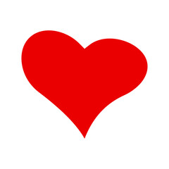 A simple bold red heart shape isolated on a clean white background