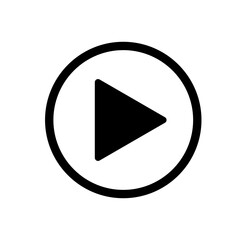 Simple black play button icon inside a circle on a white background for media playback