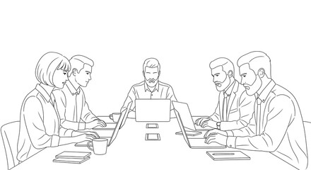 Teamwork Collaboration Business Professionals Working Together on Laptops