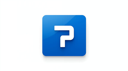 Parking symbol with white ‘P’ in a blue square, isolated on a clean white background
