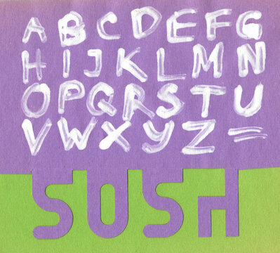 hand-drawn english ABC on paper background , design template