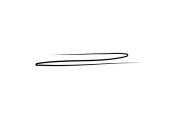 A single black brush stroke forming a curved line with a sharp point on a white background