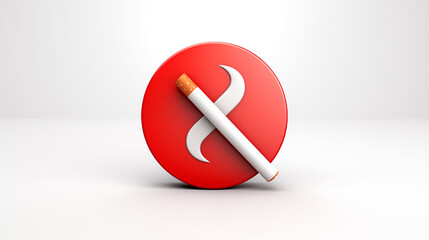 No smoking symbol in red circle with cigarette illustration on plain white background