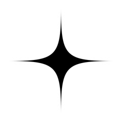 Fototapeta premium Black abstract four pointed star shape isolated on transparent background