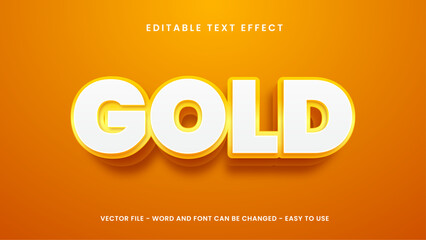 Editable text effect with gold 3D style