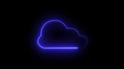 neon cloud storage network conception from a plurality of hosts and communications .A glowing blue cloud outline is displayed on a dark background, representing technology and data. - Powered by Adobe
