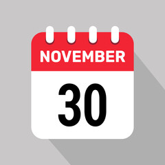 30 november calendar icon vector graphic design page icon