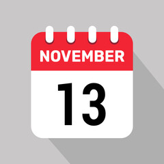 13 november calendar icon vector graphic design page icon
