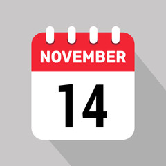 14 november calendar icon vector graphic design page icon