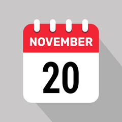 20 november calendar icon vector graphic design page icon