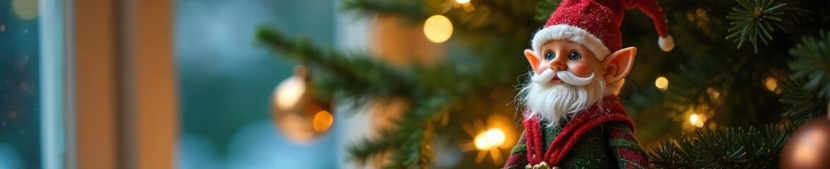 Charming Handcrafted Elf Christmas Decoration Add Whimsical Festive Cheer to Your Holiday Decor. Perfect for Mantels, Trees, and Shelves.  Creates a Magical Christmas Atmosphere.