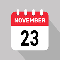23 november calendar icon vector graphic design page icon