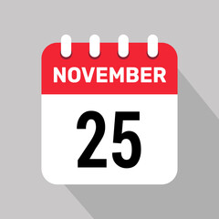 25 november calendar icon vector graphic design page icon