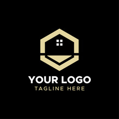Modern Real Estate Logo with Geometric House and Window Icon,  Property and Construction Branding