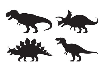 Collection of four iconic dinosaur silhouettes on a white background