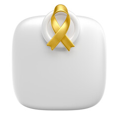 Golden Awareness Ribbon Icon in 3D Render with transparent background