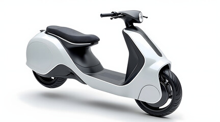 Modern electric scooter with sleek white body and black seat, designed for urban commuting with futuristic and stylish look