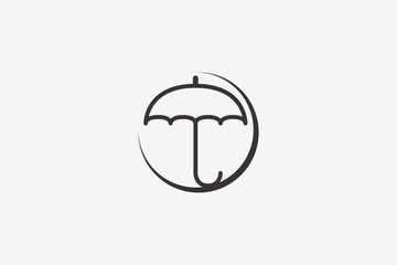 Minimalist line art umbrella logo