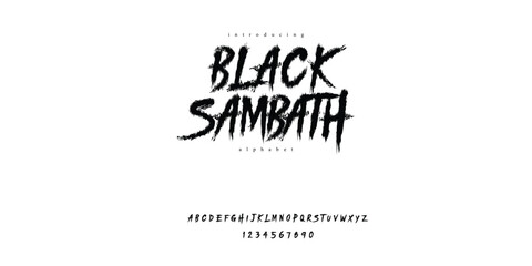 Brush Font Alphabet - Grunge Horror Typeface with Rough Edges