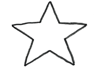 A simple black star shape outline, a handdrawn sketch isolated on transparent background