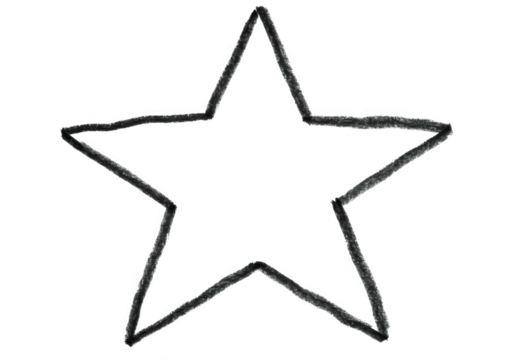 A simple black star shape outline, a handdrawn sketch isolated on transparent background