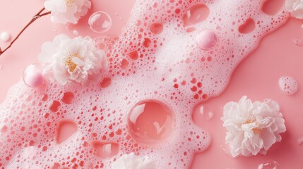 Floral bath with bubbles, creating a soothing and visually appealing arrangement