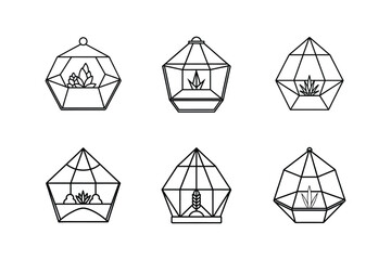 Fototapeta premium terrarium line art vector illustration