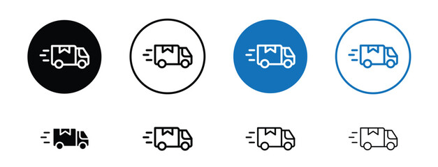 Set of pixel perfect colored Deliver icon, 1 Silhouette, 1 unexpanded, Deliver icon representing shipment or distribution.