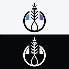 Abstract wheat stalk logo design with blue and purple accents isolated on white background