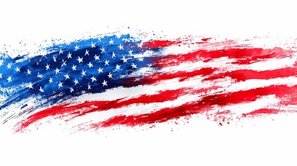 Watercolor Style American Flag Illustration for Independence Day Celebration