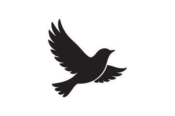 Obraz premium bird flying silhouette vector art illustration on white background