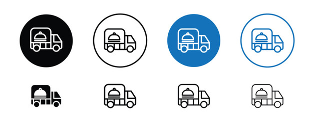 Set of pixel perfect colored Food delivery icon, 1 Silhouette, 1 unexpanded, Food delivery icon showing meal transportation service.