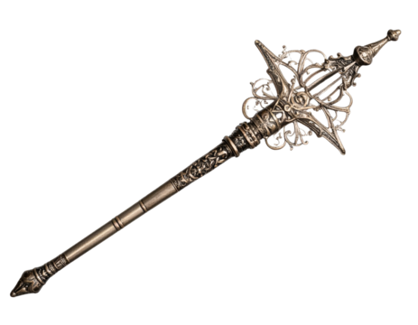 Intricate design of a magical wand transparent background isolated png.