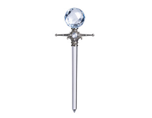 Magical Ice Staff with Crystal Orb at Tip for Fantasy Imagery. Fantasy art and game design. PNG.