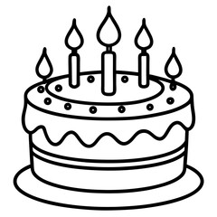 Birthday Cake Icon in Line Art