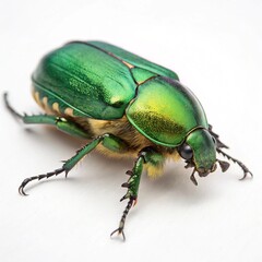 Naklejka premium green beetle on white background