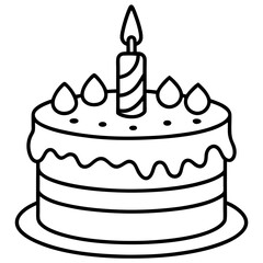 Birthday Cake Icon in Line Art