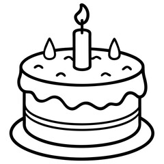 Birthday Cake Icon in Line Art