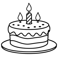 Birthday Cake Icon in Line Art